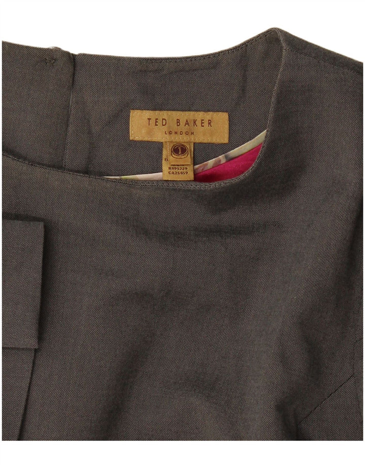 Vestido feminino Ted Baker com bainha grande tamanho 1 XS cinza