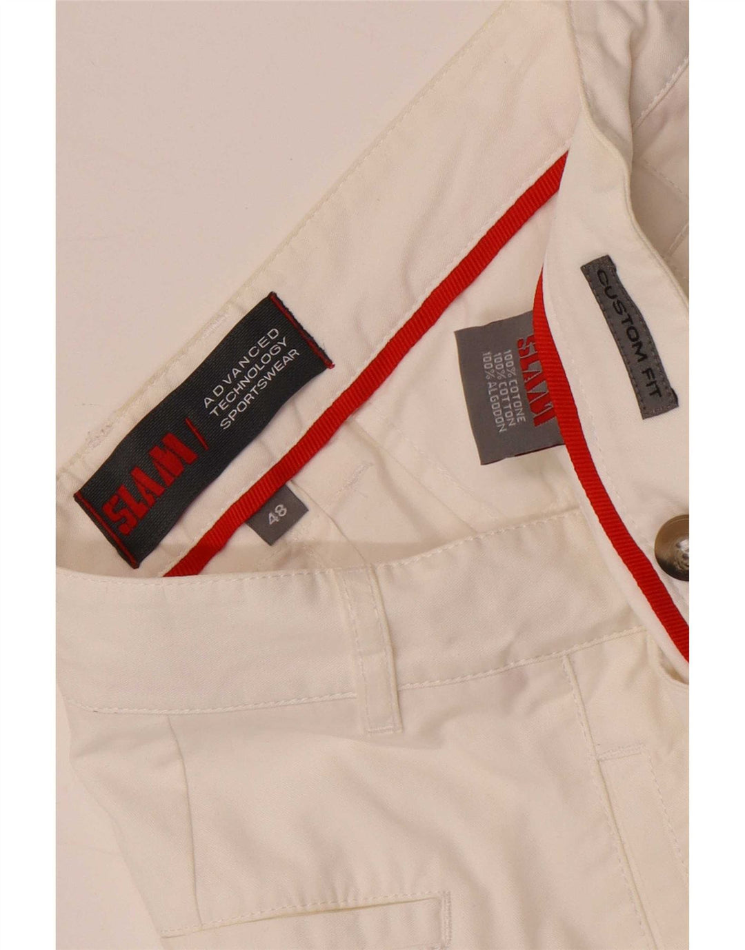 Slam Mens Custom Fit Chino Shorts IT 48 Médio W32 Algodão Branco