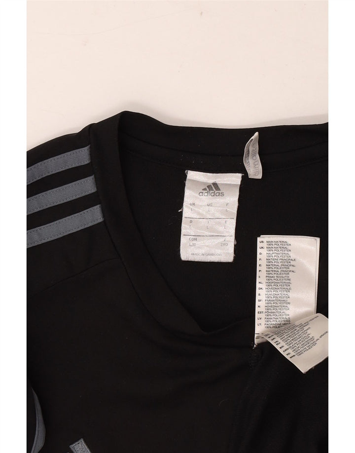 Adidas Mens Climalite Camiseta Top Grande Preto Colorblock Poliéster