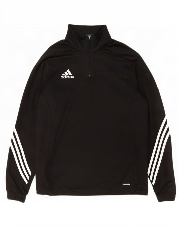 Adidas Mens Climalite Zip Neck Pullover Treino Top Grande Poliéster Preto
