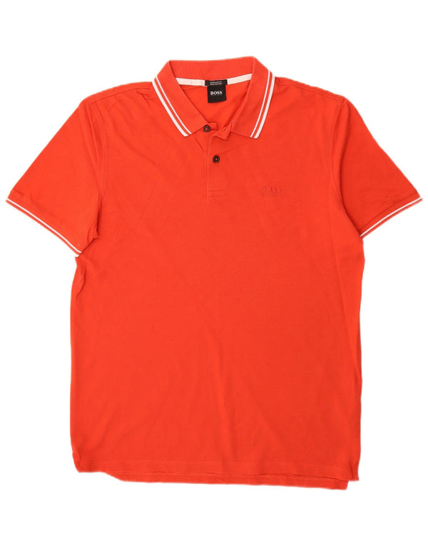 Camisa polo masculina Hugo Boss Regular Fit algodão vermelho médio