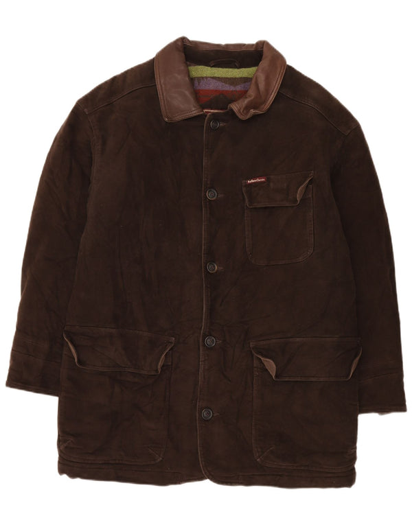 Jaqueta utilitária masculina Marlboro Classics UK 40 grande algodão marrom