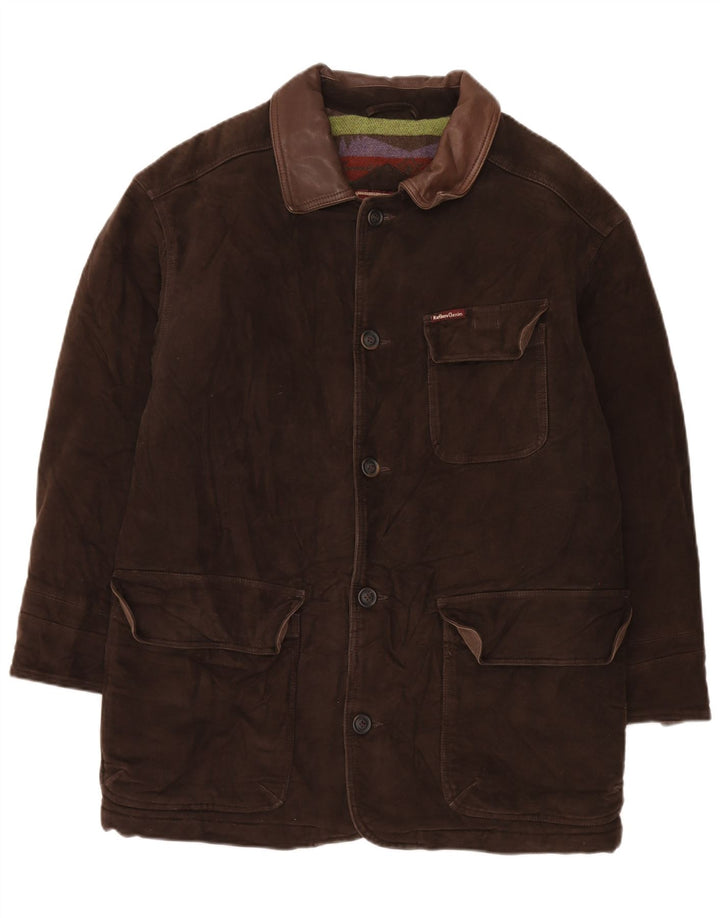 Jaqueta utilitária masculina Marlboro Classics UK 40 grande algodão marrom