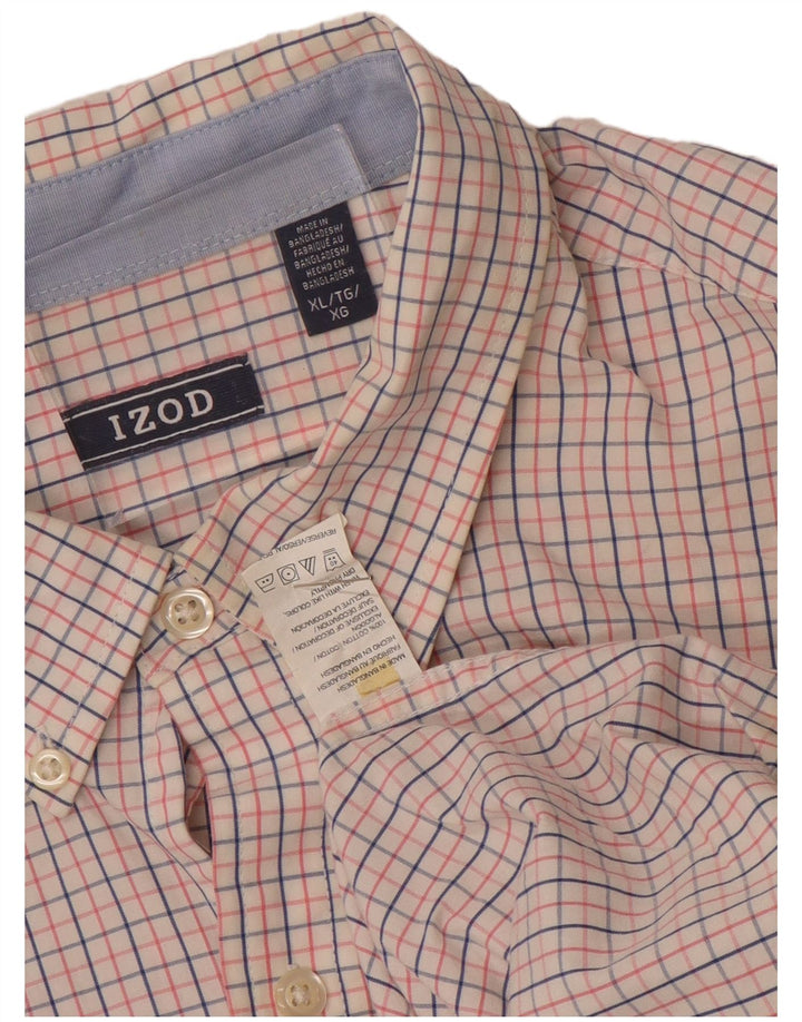 Camisa masculina IZOD XL algodão xadrez rosa