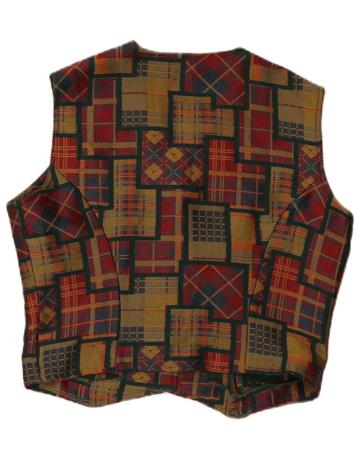 Colete feminino vintage UK 14 patchwork multicolorido médio