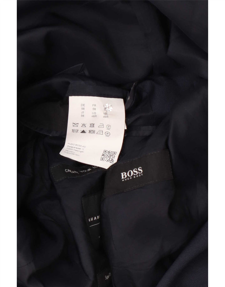 Jaqueta Blazer Masculina Hugo Boss com 2 Botões EU 56 3XL Lã Azul Marinho