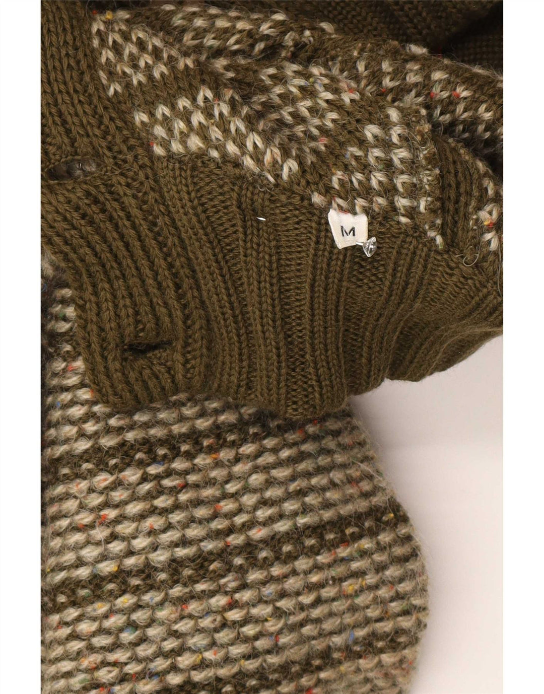 Suéter cardigã masculino Missoni de lã listrada cáqui médio