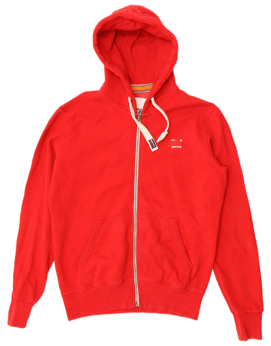 Suéter masculino Superdry com capuz e zíper grande algodão vermelho