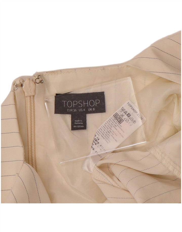 Macacão feminino sem mangas TOPSHOP Reino Unido 8 poliéster listrado branco pequeno