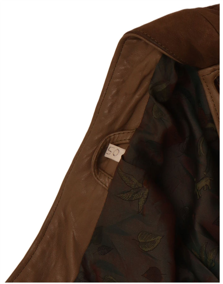 Jaqueta de couro masculina vintage IT 50 grande marrom