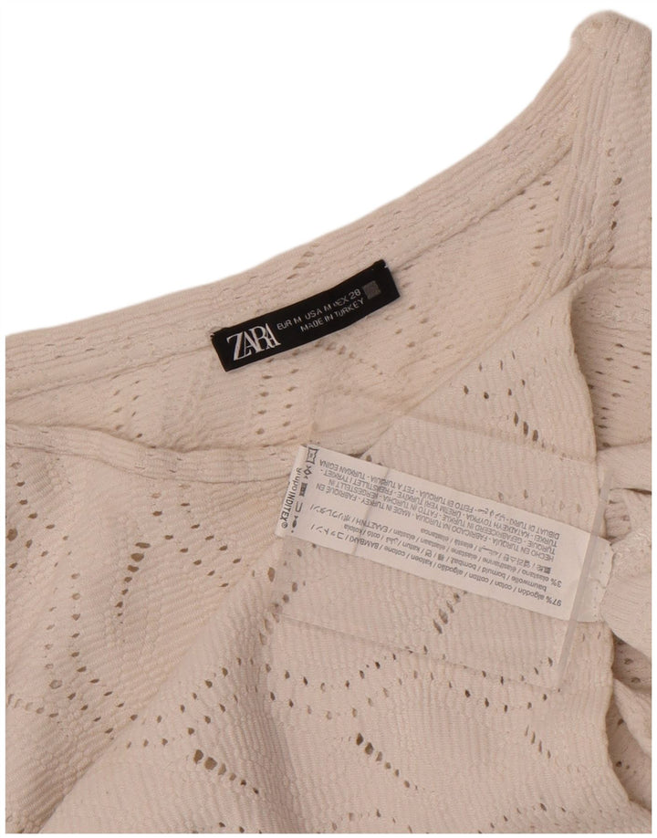 Blusa feminina Zara Top UK 12 algodão branco médio