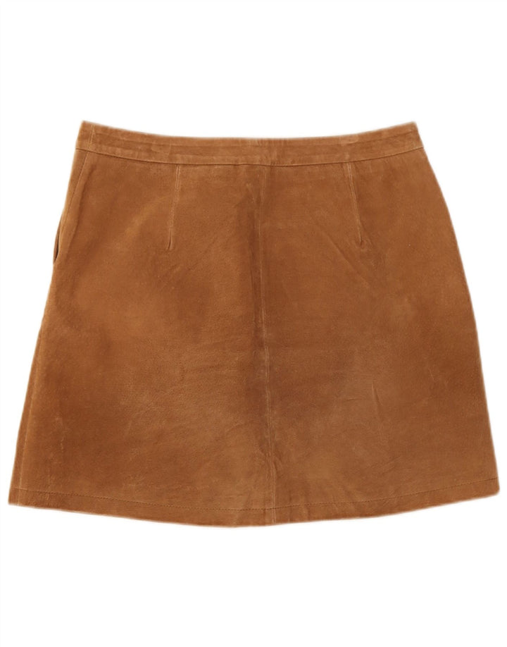 Minissaia feminina vintage de camurça média W30 marrom