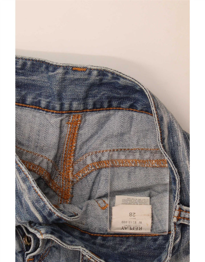 Shorts jeans feminino Replay médio W28 azul algodão