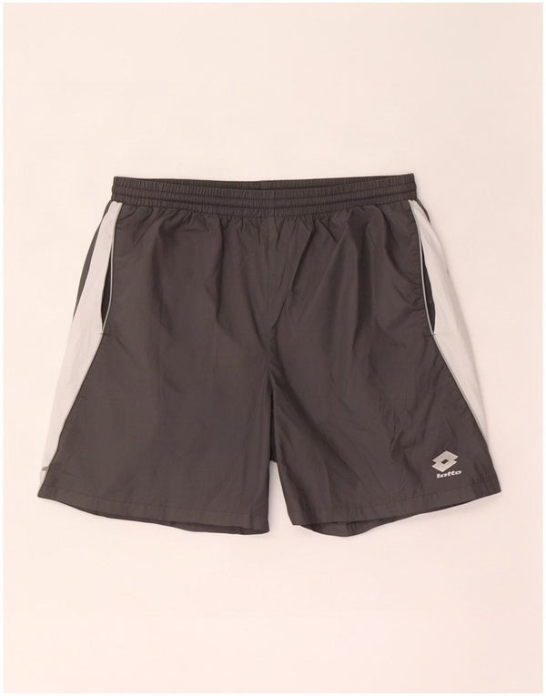 Shorts esportivos masculinos Lotto UK 42/44 XL cinza colorblock poliéster