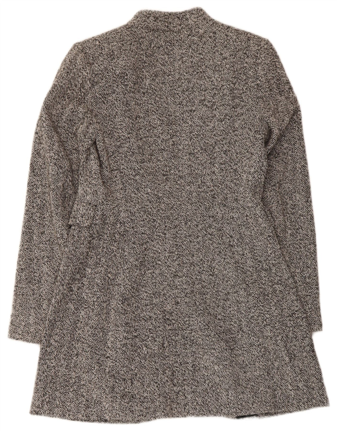 Sobretudo aberto feminino Zara UK 10 espinha de peixe cinza pequeno