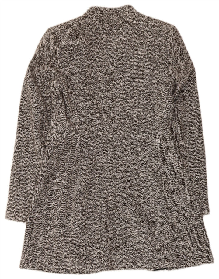 Sobretudo aberto feminino Zara UK 10 espinha de peixe cinza pequeno