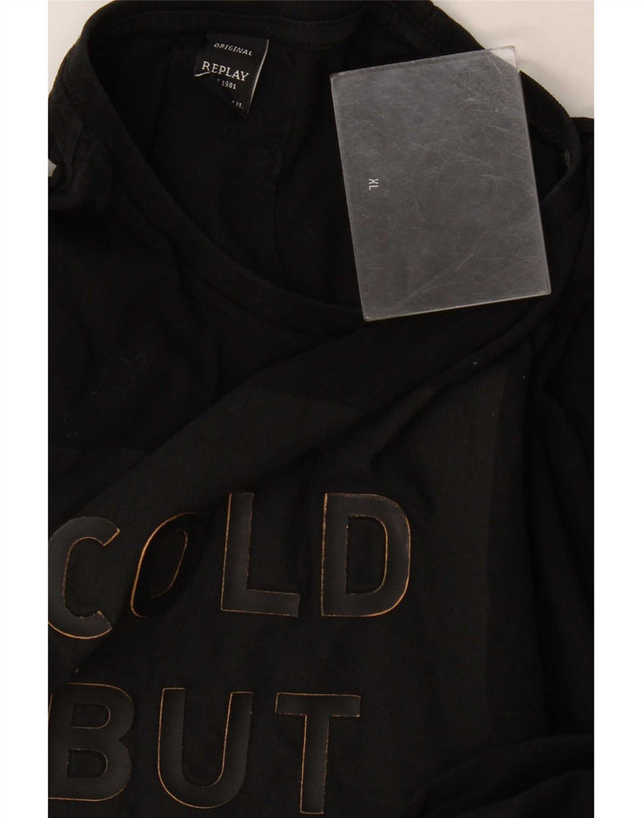 Camiseta gráfica masculina Replay Top XL preta