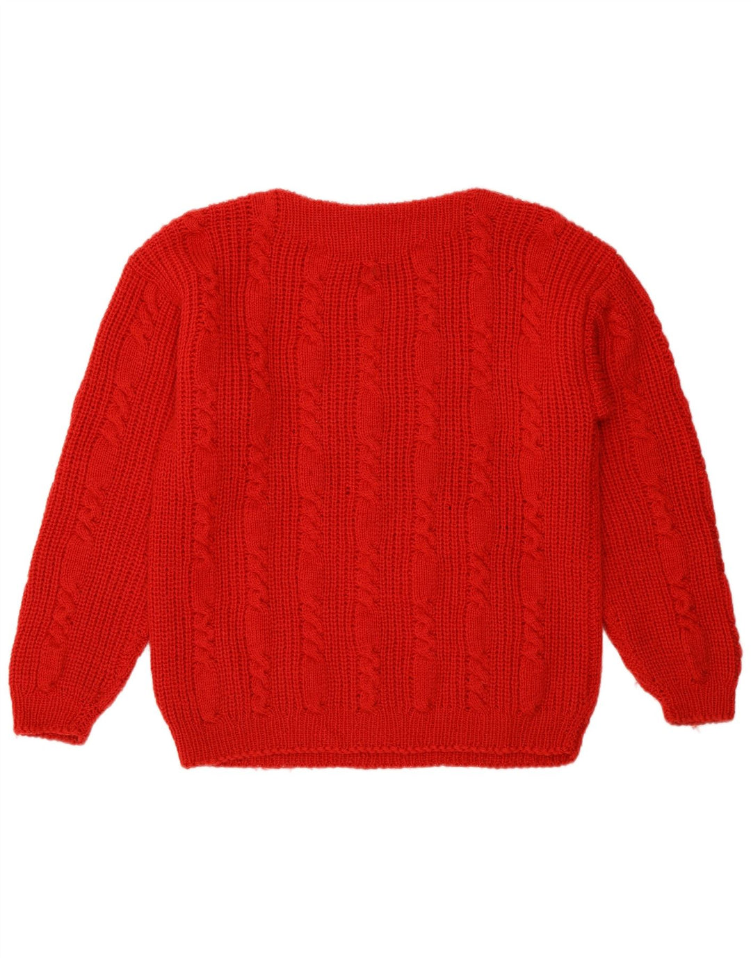 Suéter feminino vintage com gola canoa UK 12 vermelho médio
