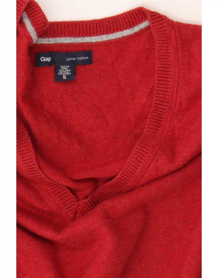 Suéter masculino Gap com decote em V XL de algodão vermelho