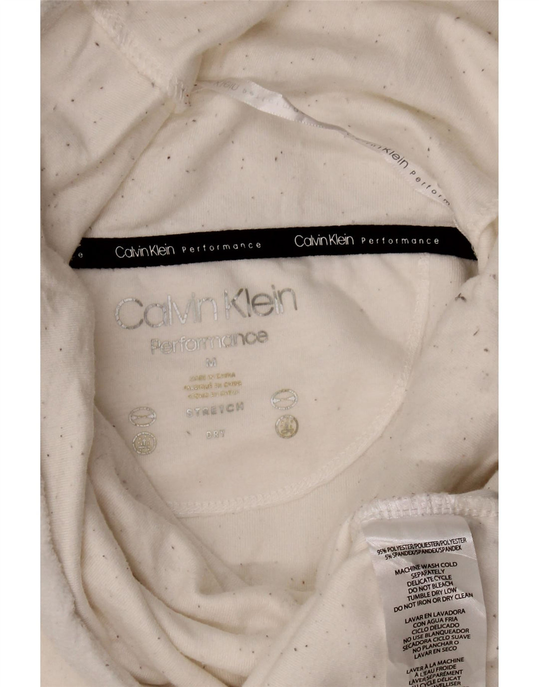 Suéter feminino Calvin Klein com gola redonda e gola alta, tamanho 14, branco médio
