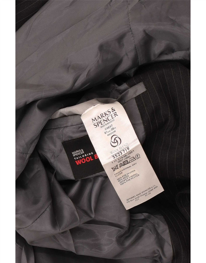 Jaqueta Blazer Masculina Marks & Spencer Tailored Fit Reino Unido 38 Risca de Giz Cinza Médio