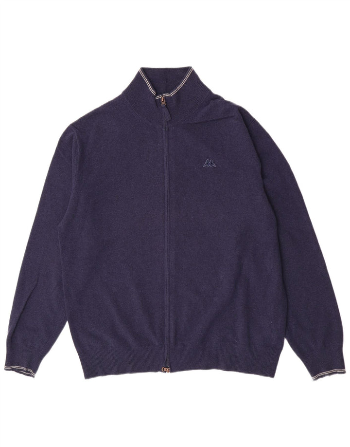 Suéter cardigã masculino Kappa XL azul marinho lã virgem