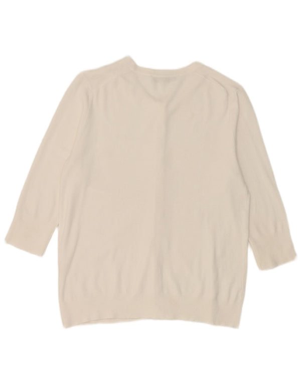 Suéter cardigã feminino Zara manga 3/4 UK 18 XL branco