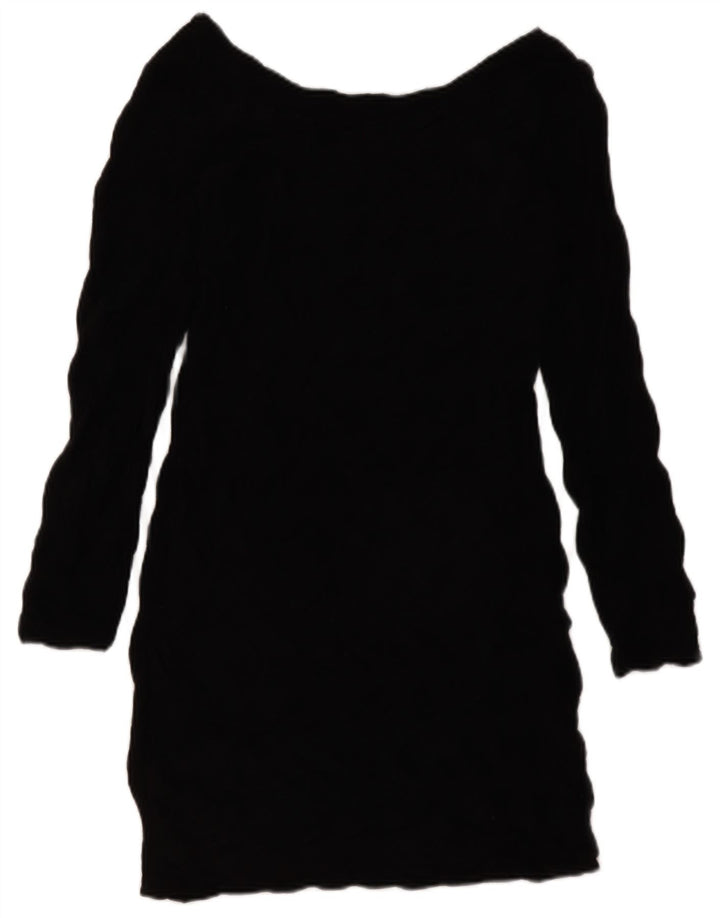 Vestido feminino ZARA com bainha de manga comprida Reino Unido 14 grande preto