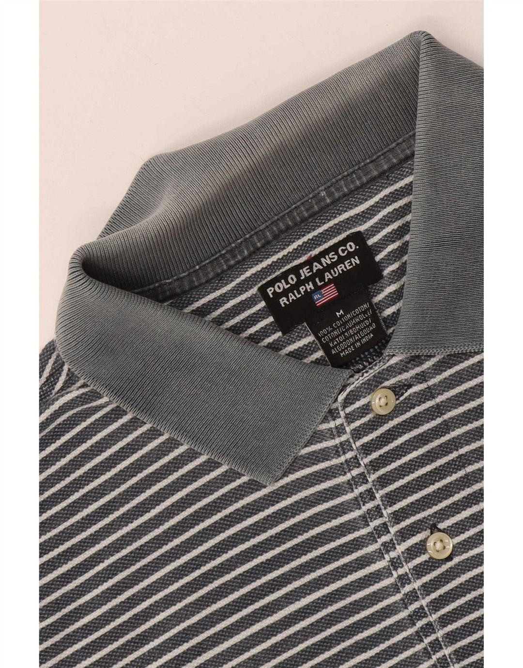 Polo Ralph Lauren Camisa masculina de algodão listrado azul médio