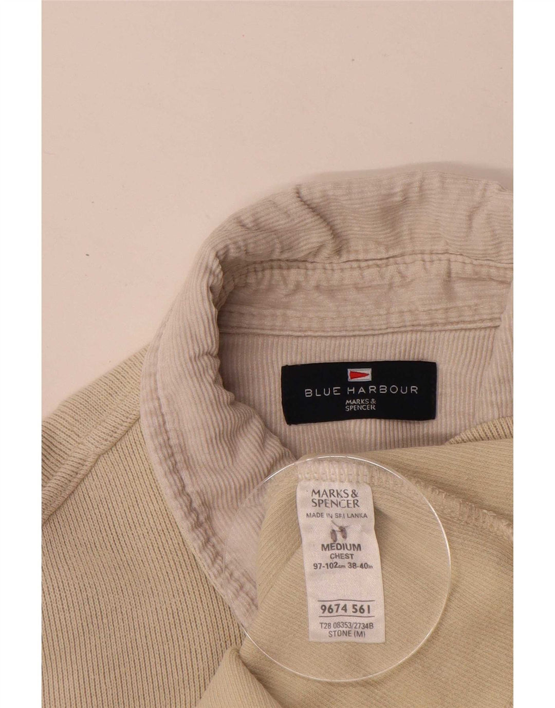 Camisa polo masculina de manga comprida Marks & Spencer algodão bege médio