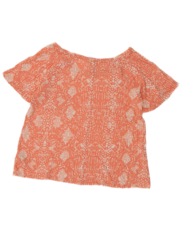 Blusa feminina Calvin Klein Jeans Top UK 10 pequeno algodão geométrico laranja