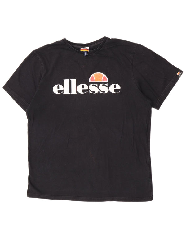 Camiseta feminina Ellesse com estampa gráfica UK 14 grande algodão preto