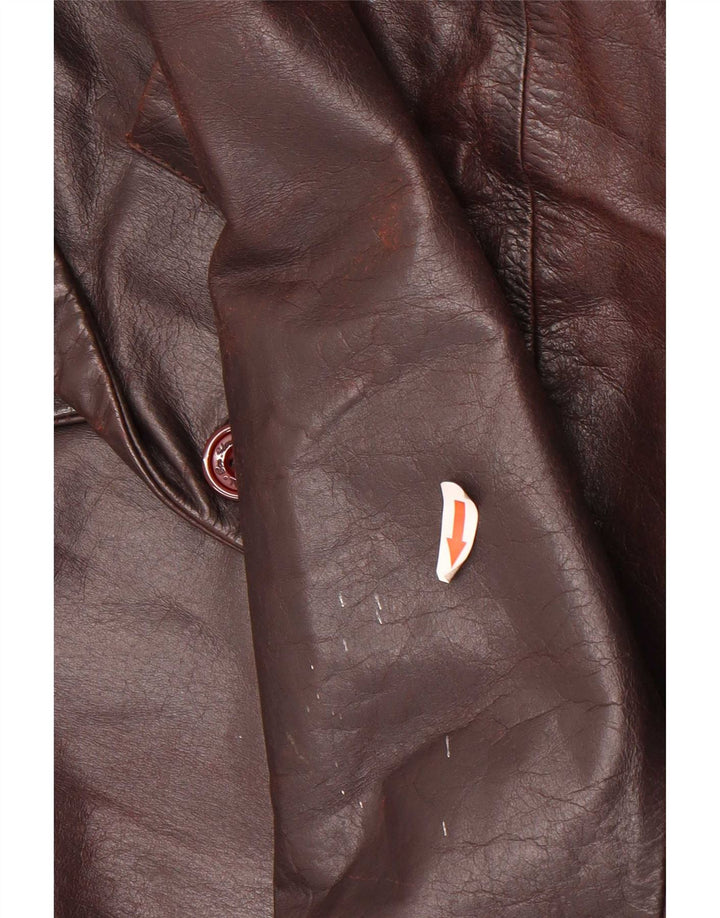 Jaqueta blazer masculina de couro com 3 botões Ben Sherman Reino Unido 38 marrom médio