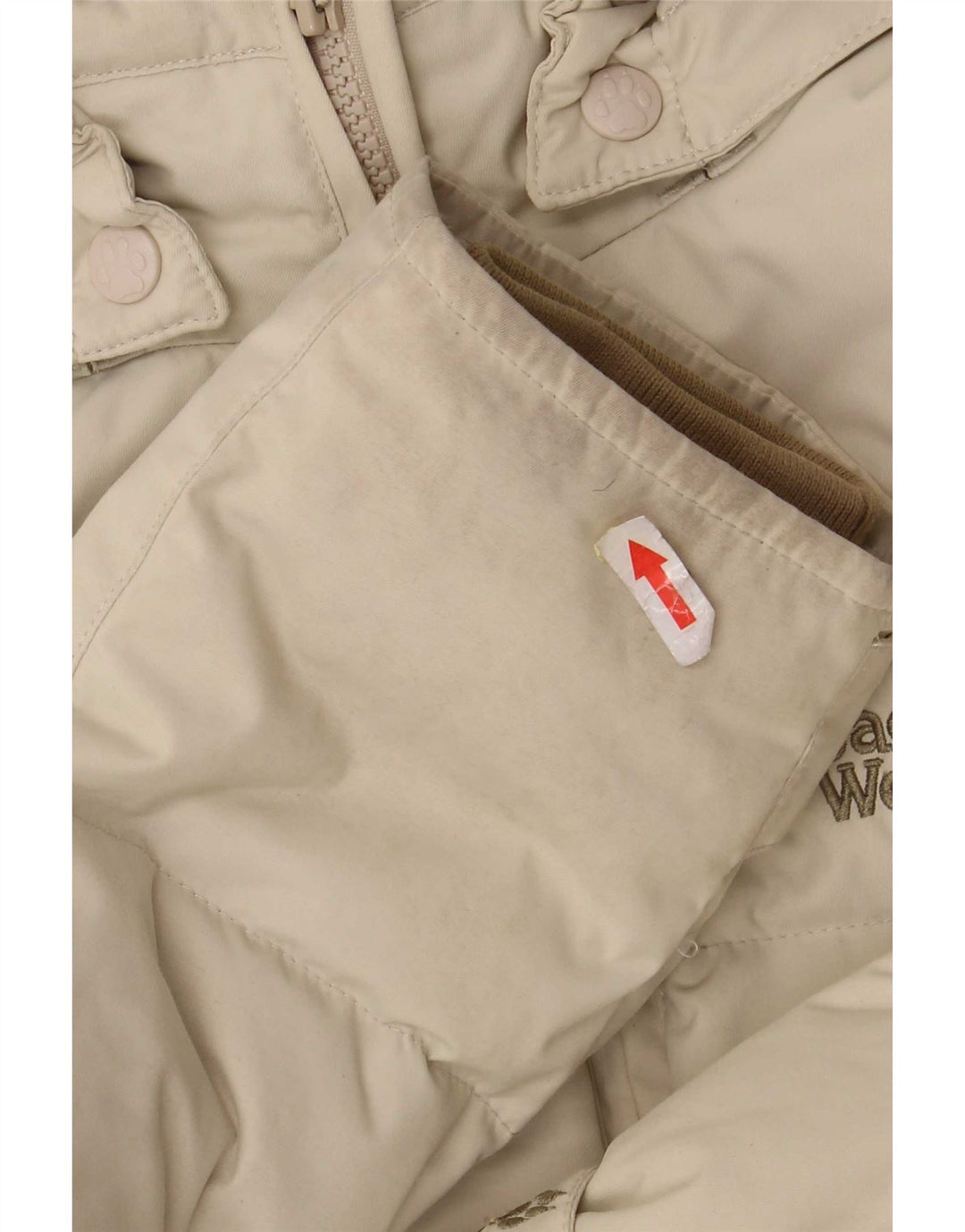 Jaqueta acolchoada com capuz feminina Jack Wolfskin Reino Unido 10 pequena poliamida bege