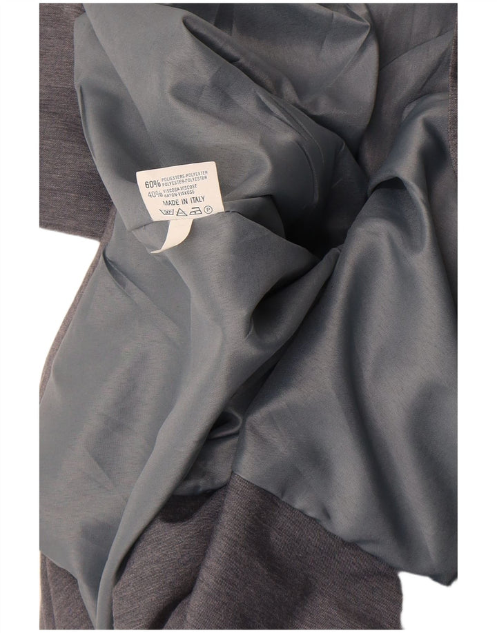 Jaqueta blazer feminina vintage com peito duplo Reino Unido 12 poliéster cinza médio
