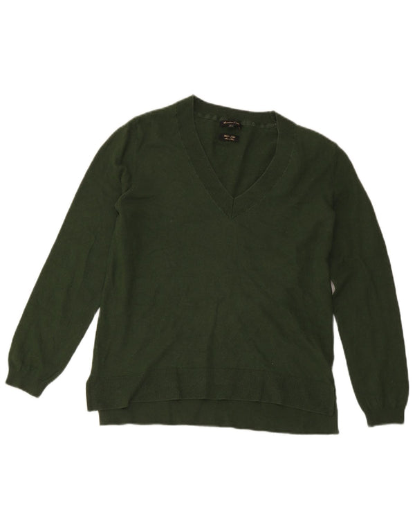 Suéter feminino Massimo Dutti com decote em V Reino Unido 14 grande verde