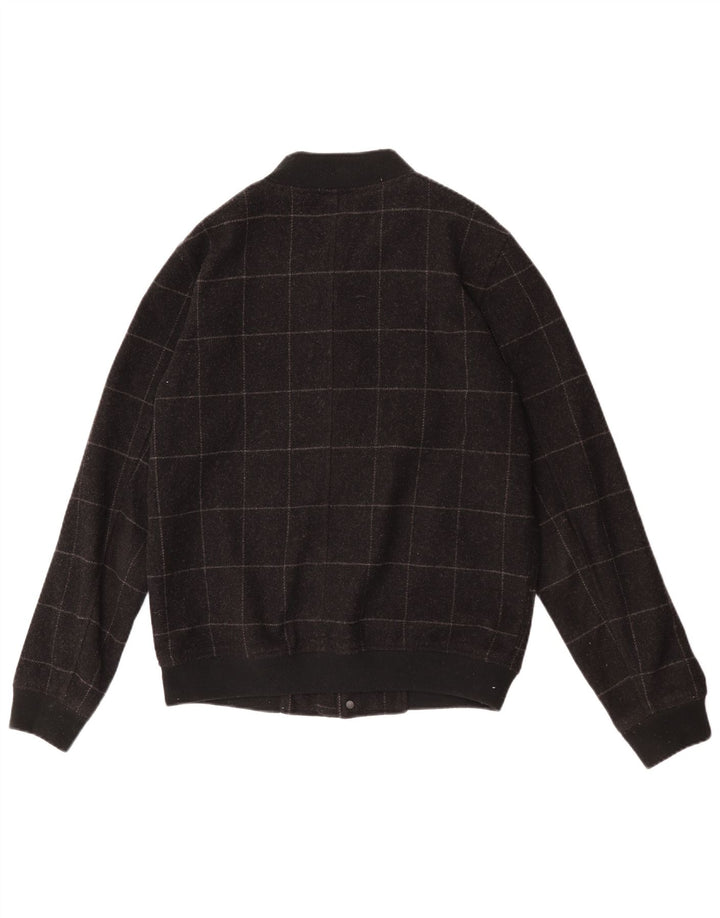 Jaqueta bomber masculina Zara UK 38 lã xadrez média preta