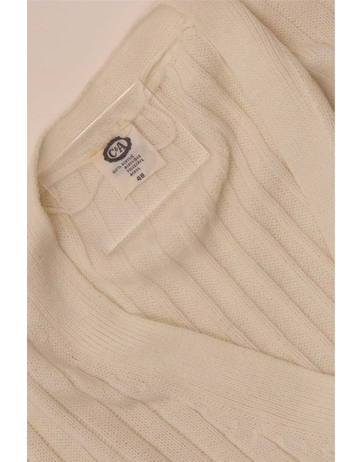 Suéter cardigã feminino C&A EU 48 2XL acrílico branco