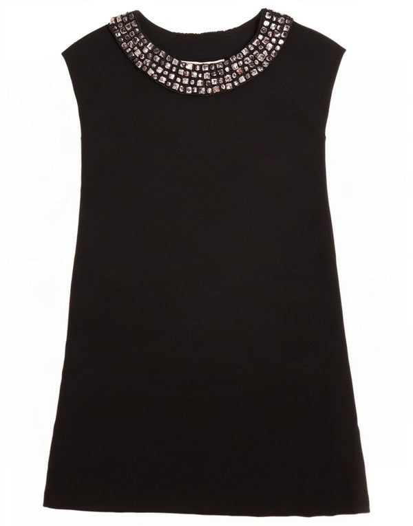 Zara Womens Shift Dress UK 8 Pequeno Acrílico Preto