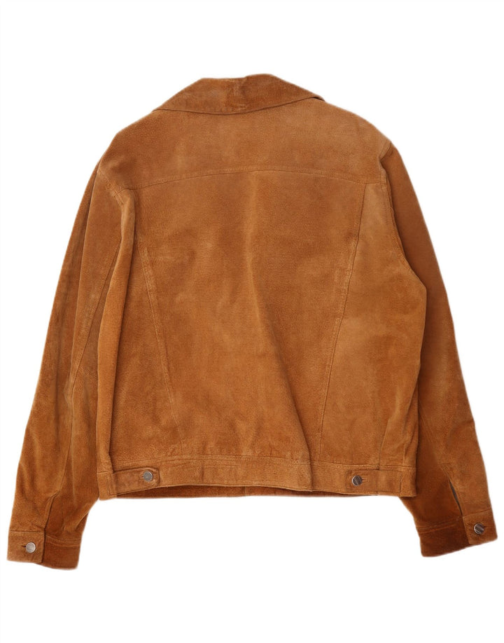 Jaqueta masculina vintage de camurça UK 42 XL couro marrom