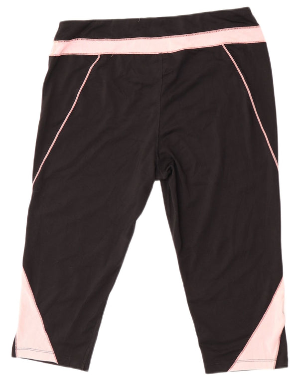 Fila Womens Capri Leggings UK 14 Grande Preto Colourblock Poliéster
