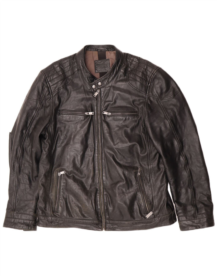 Jaqueta Mustang masculina de couro Racer UK 44 2XL couro preto