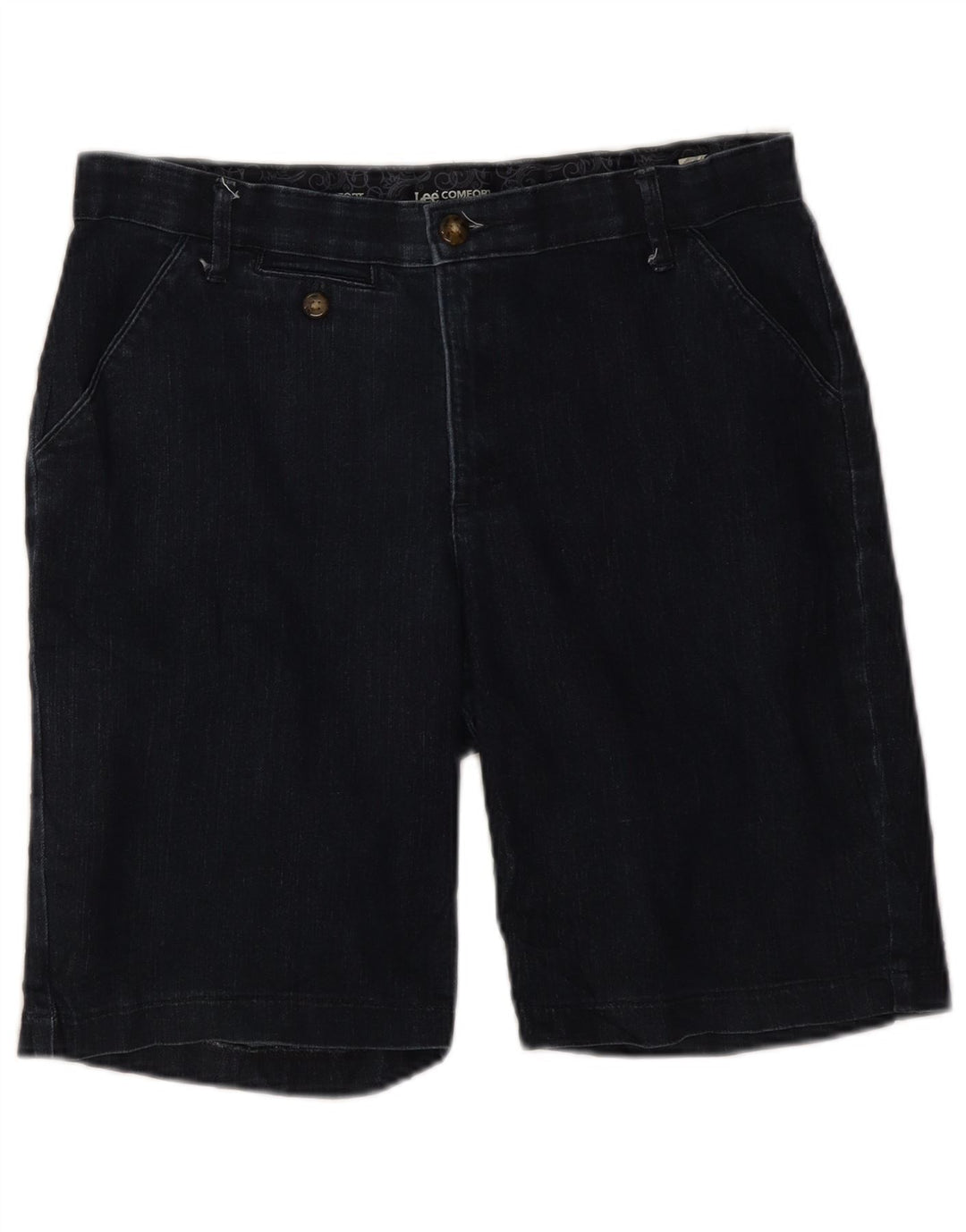 Shorts jeans feminino Lee US 10 grande W32 algodão azul marinho