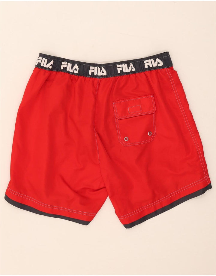 Shorts de natação masculino FILA Graphic grande bloco colorido vermelho