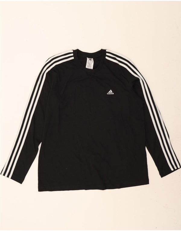 Top feminino Adidas manga comprida UK 20/22 XL algodão preto