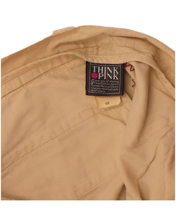 THINK PINK Calça Chino Masculina Reta IT 48 Médio W32 L33 Algodão Bege