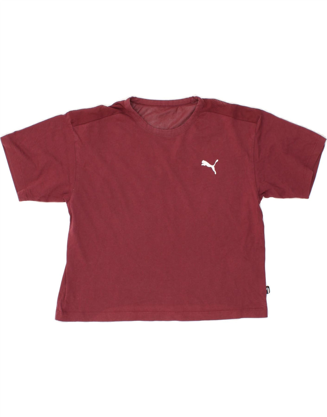 PUMA Womens Crop T-Shirt Top UK 10 Small Burgundy Cotton Vintage Puma and Second-Hand Puma from Messina Hembry 