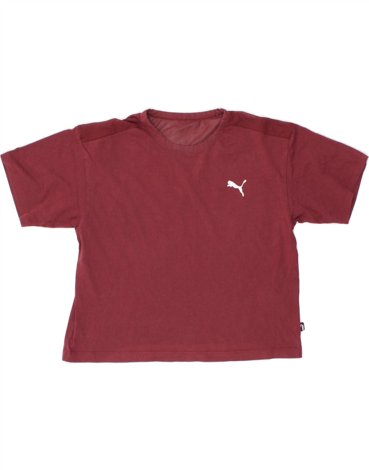 PUMA Womens Crop T-Shirt Top UK 10 Small Burgundy Cotton Vintage Puma and Second-Hand Puma from Messina Hembry 