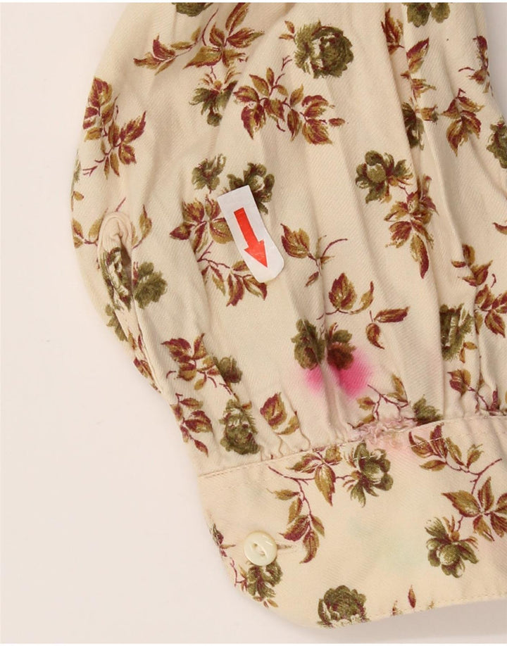 Camisa feminina Benetton UK 14 viscose floral bege médio