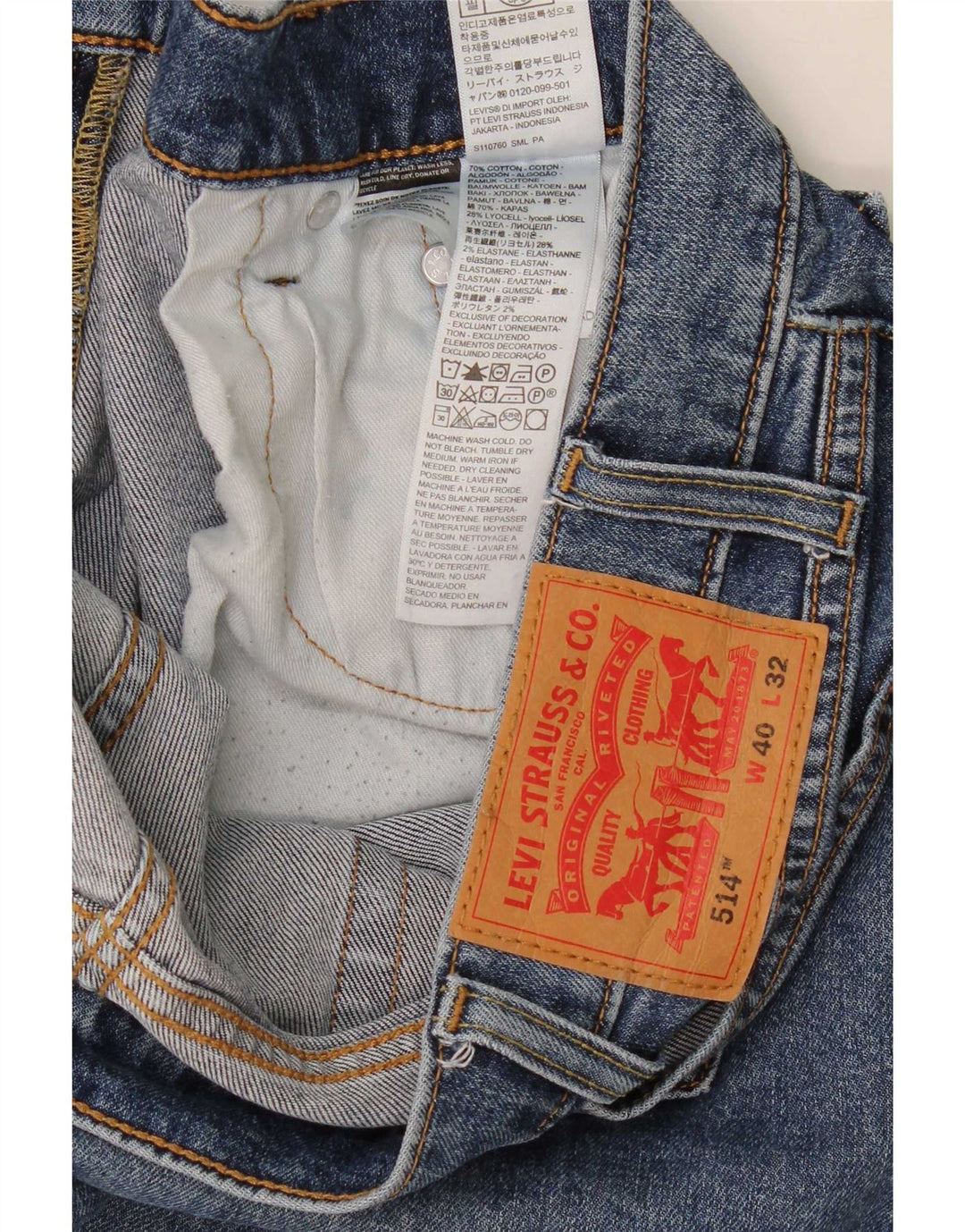 Levi's Masculino 514 Straight Jeans W40 L32 Azul Algodão